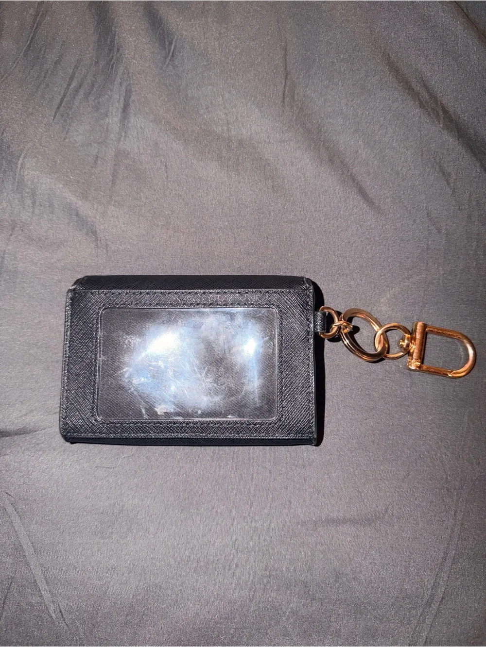 Tory Burch Black Leather Key & Card Case with Gold Hardware